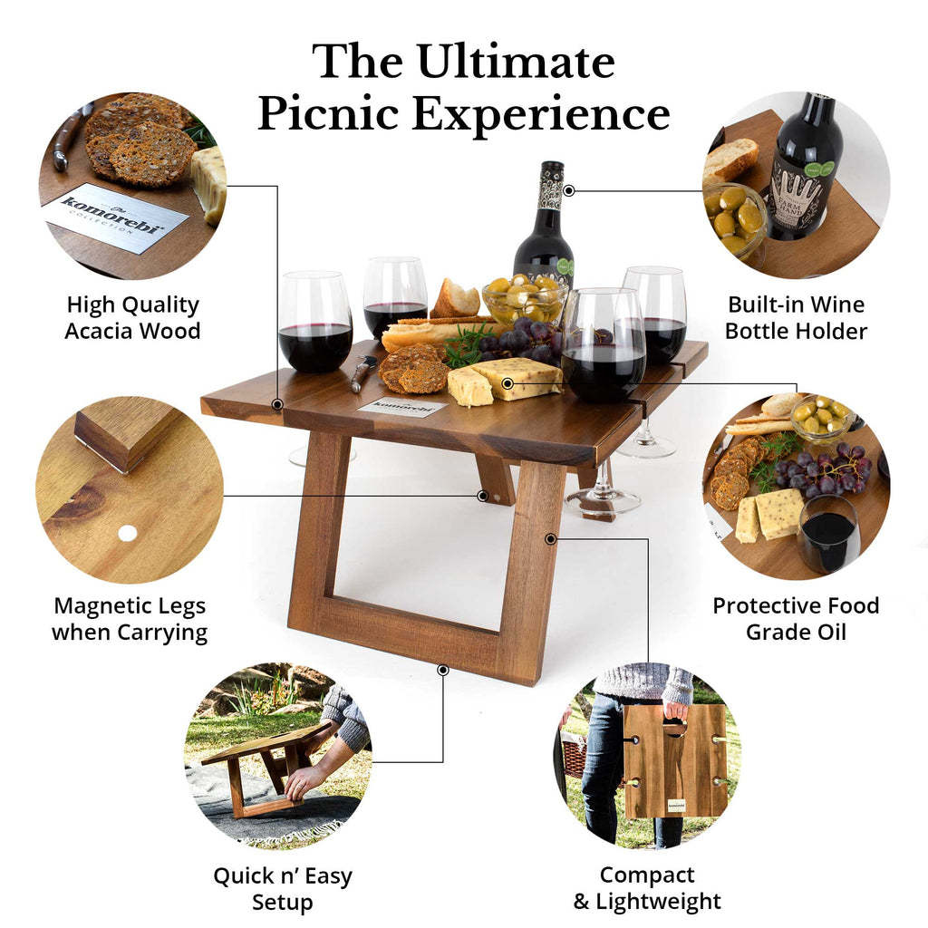 Komorebi Portable Folding Wine Picnic Table