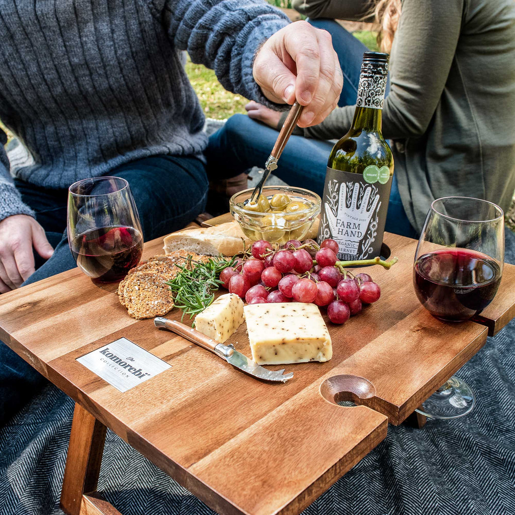 Komorebi Portable Folding Picnic Wine & Cheese Board Table